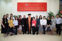 The staff of CW Chu College attended the ceremony, and congratulated Prof Young on the conferment of his Honorary Fellowship. (Front row, from fifth from left) Prof Wai-Yee CHAN, College Master,  Prof YOUNG, Mrs YOUNG and Ms Melody LEE, College Secretary
